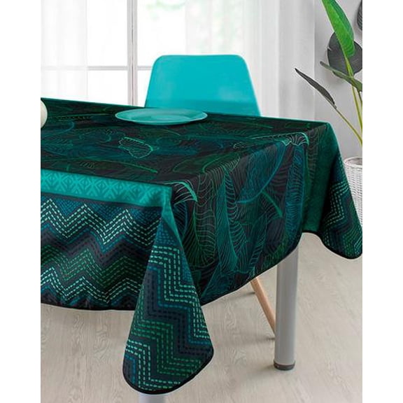 Green Zigzag 100% Polyester, Stain Resistant Tablecloth 118 x 59 inch
