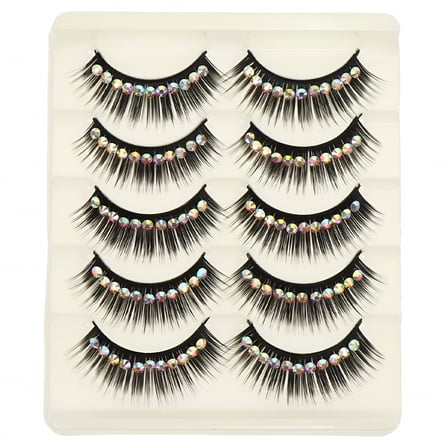 RAGUPEL 10 Pairs Shiny Gem False Eyelashes Women Makeup Supplies
