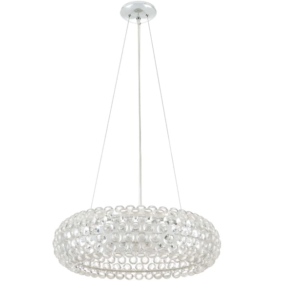 Modway Halo 3-Light Glass & Steel Chandelier in Chrome Finish