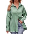 thumbnail image 3 of Casual Women's Tops Fashion Plus Size 2024 European And American Fall And Winter New Casual Double Line Loose Long Sleeve Solid Color Shirt Female Long Sleeve V-neck Top/Shirt, 3 of 4