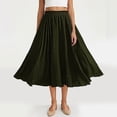 thumbnail image 2 of Lenago Skirts for Women Casual Summer Large Solid Elastic Waist Flax A-line Ankle Skirt, 2 of 10