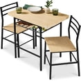 thumbnail image 1 of Songqin 3-Piece Modern Dining Set, Space Saving Dinette for Kitchen, Dining Room, Small Space w/Steel Frame, Built-in Storage Rack - Natural/Black, 1 of 14