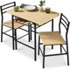 thumbnail image 1 of Songqin 3-Piece Modern Dining Set, Space Saving Dinette for Kitchen, Dining Room, Small Space w/Steel Frame, Built-in Storage Rack - Natural/Black, 1 of 14