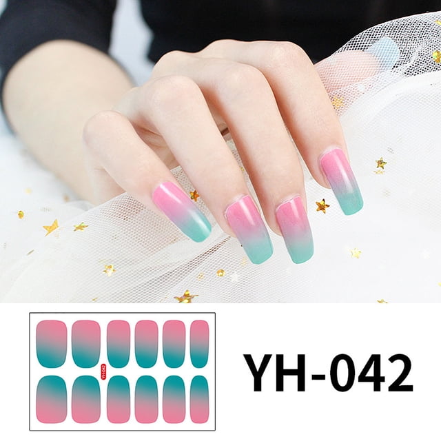 Fiudx Pegatinas de Uñas con Degradado, Diseño de Pvc de Alta Viscosidad, Patrones Brillantes y Coloridos, Fácil Aplicación, para Uso Personal y Familiar, para Salón de Uñas, Duración de 2 a 4 Semanas