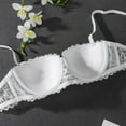 thumbnail image 6 of Fiaer Women's Balconette Push up Bra Lace Plus Size Unlined Sheer Underwire Adjustable Straps Bras White 90C, 6 of 9