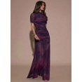 thumbnail image 3 of Purple Tie-Dye Ruched Maxi Dress With Short Sleeve And Round Neck, 3 of 30