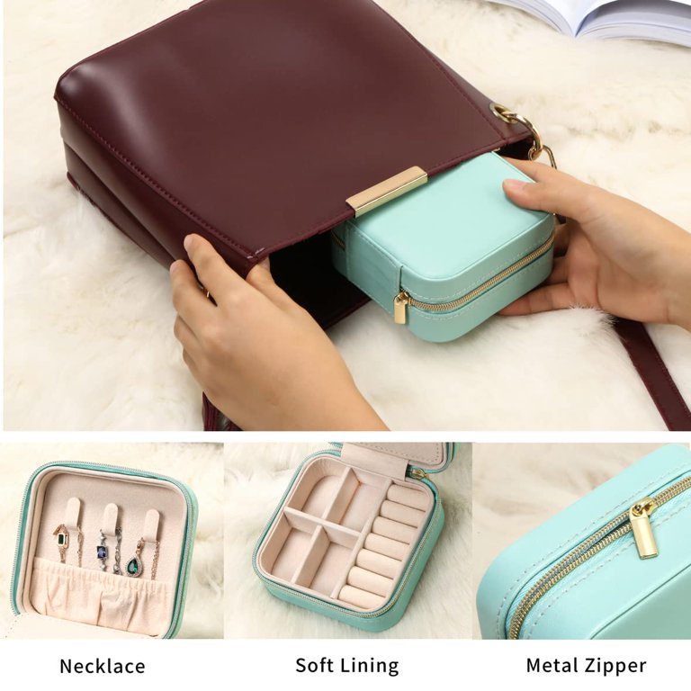 Mini Jewelry Travel Case,Small Travel Jewelry Organizer, Portable Jewelry  Box Travel Mini Storage Organizer Portable Display Storage Box For Rings