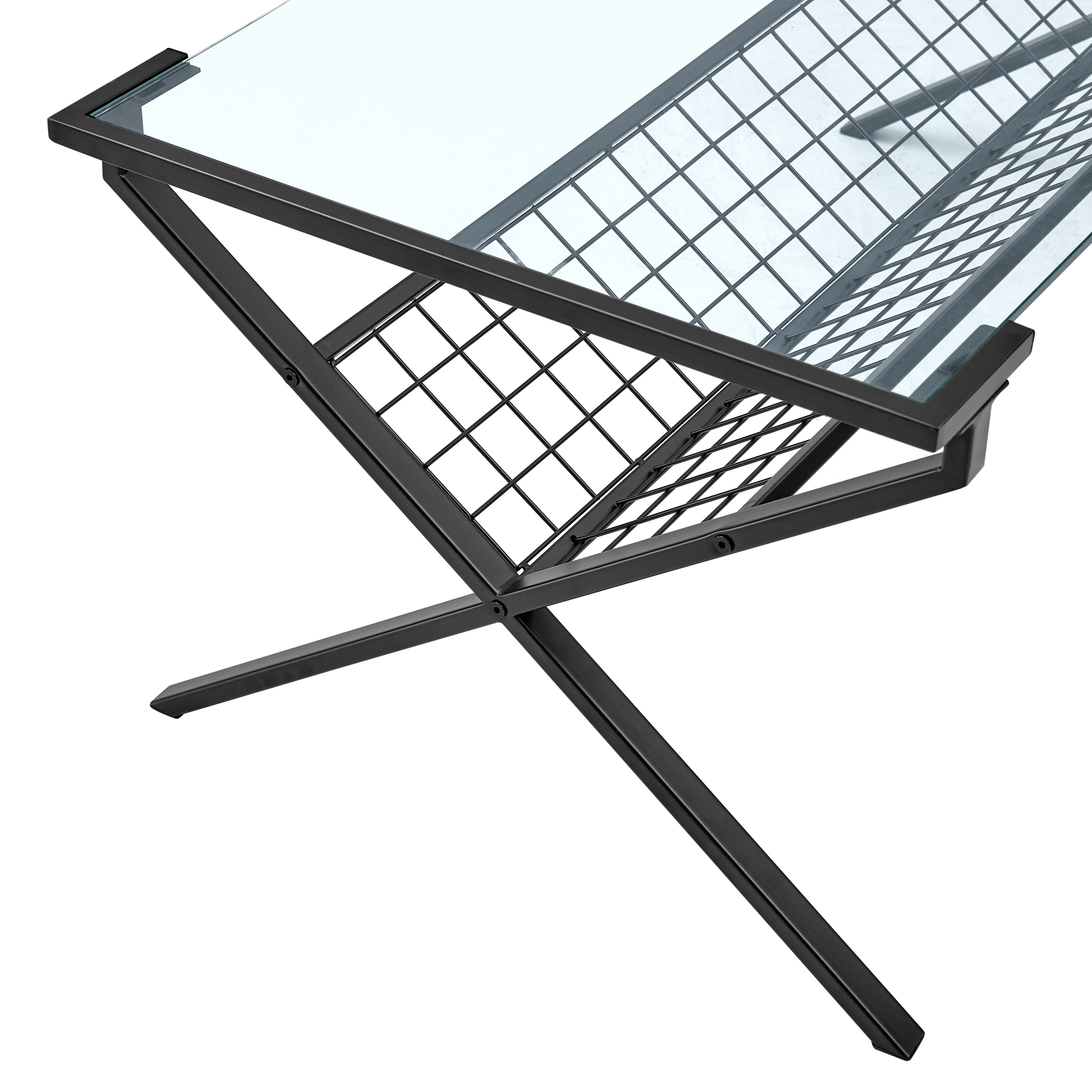 Elaine Metal & Glass with Magazine Holder Coffee Table by Chateau Lyon