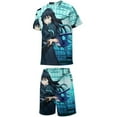 thumbnail image 3 of Demon Slayer Muichiro Tokito Boys T-Shirt And Shorts Outfit Set Athletic Short Sleeve Tee Mesh Shorts Set for Kids, 3 of 8