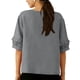thumbnail image 5 of Camisetas de Manga Larga de Verano para las Mujeres Color Sólido Cuello Redondo Regular, Camisetas de Manga Corta de Verano para las Mujeres, 5 of 7