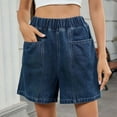 thumbnail image 2 of ZZwxWA Womens Denim Shorts Vintage Knee-Length Spliced Fashion Loose Casual Streetwear High Street Cool Teens Stretchy Jeans Short Pants, 2 of 5