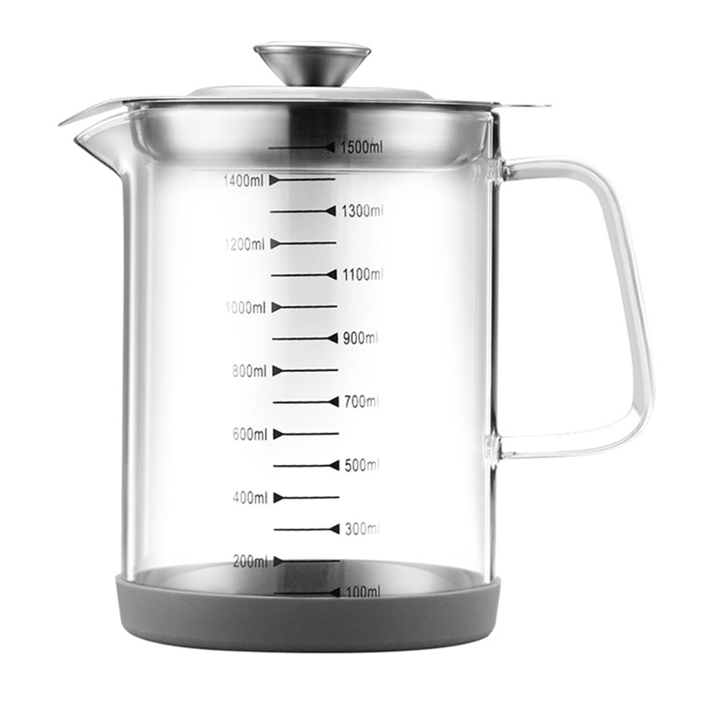 NUOLUX 1Pc Glass Oil Storage Pot Oil Strainer Pot Oil Container (Transparent)