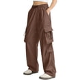 thumbnail image 5 of Parachute Pants Women Baggy Straight Leg Drawstring Lightweight Cargo Pants Tall Y2k Utility Pant Streetwear Multi Pockets, 5 of 5