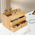 thumbnail image 3 of Natural Bamboo Desk Organizer with 3 Drawers, Eco-Friendly Storage for Office Supplies, Cosmetics, and Small Essentials, 3 of 9