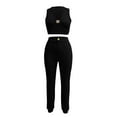 thumbnail image 5 of Sweatsuits for Women Sweatpants Set for Women Workout Sets for Women 2 Piece Women Pants Suits Womens 2 Piece Outfits Women's Fashion Two-Piece Solid Color V-Neck Tube Tank and Long Pants Casual Suit, 5 of 7