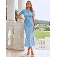 thumbnail image 2 of otnbgsr Women Floral Maxi Dress 2026 Summer Mesh Bodycon Long Dress Ruched Casual Beach Vacation Party Dress, 2 of 7