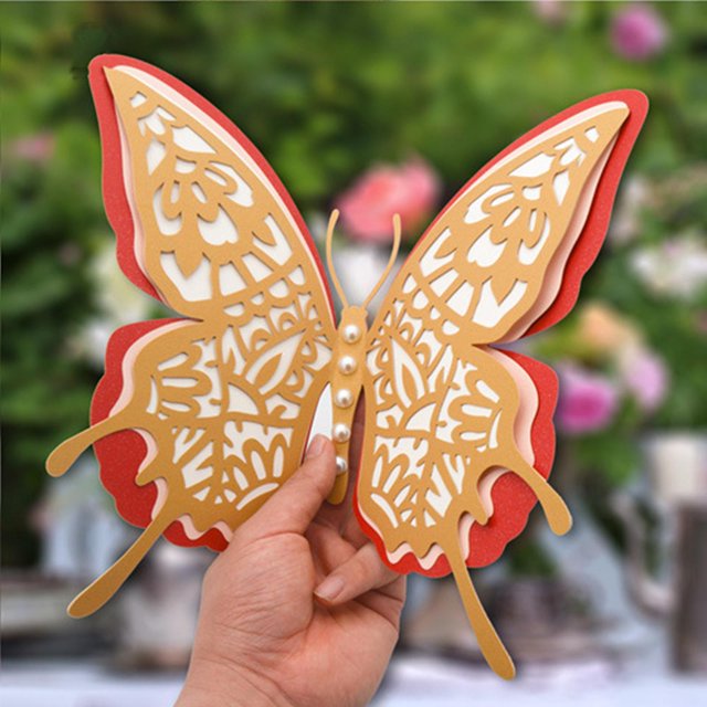 Decoración de pared de mariposa 3D, mariposa grande de 4 capas, DIY, decoraciones de mariposa para sala de fiestas, Patio, césped, decoración Estilo D Macarena Pegatinas de pared
