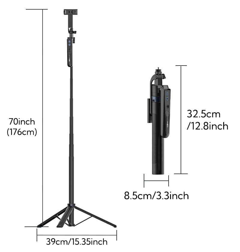USKEYVISION Auto Face Tracking Tripod 360 Rotation,Phone Tripod for iPhone w/Fill Light,Selfie Stick for iPhone w/Remote Control,70” Phone Holder Video Recording for Content Creators TikTok(UTK-02)