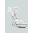 thumbnail image 2 of Kiri Satin Clear High Heeled Bow Sandals, 2 of 10