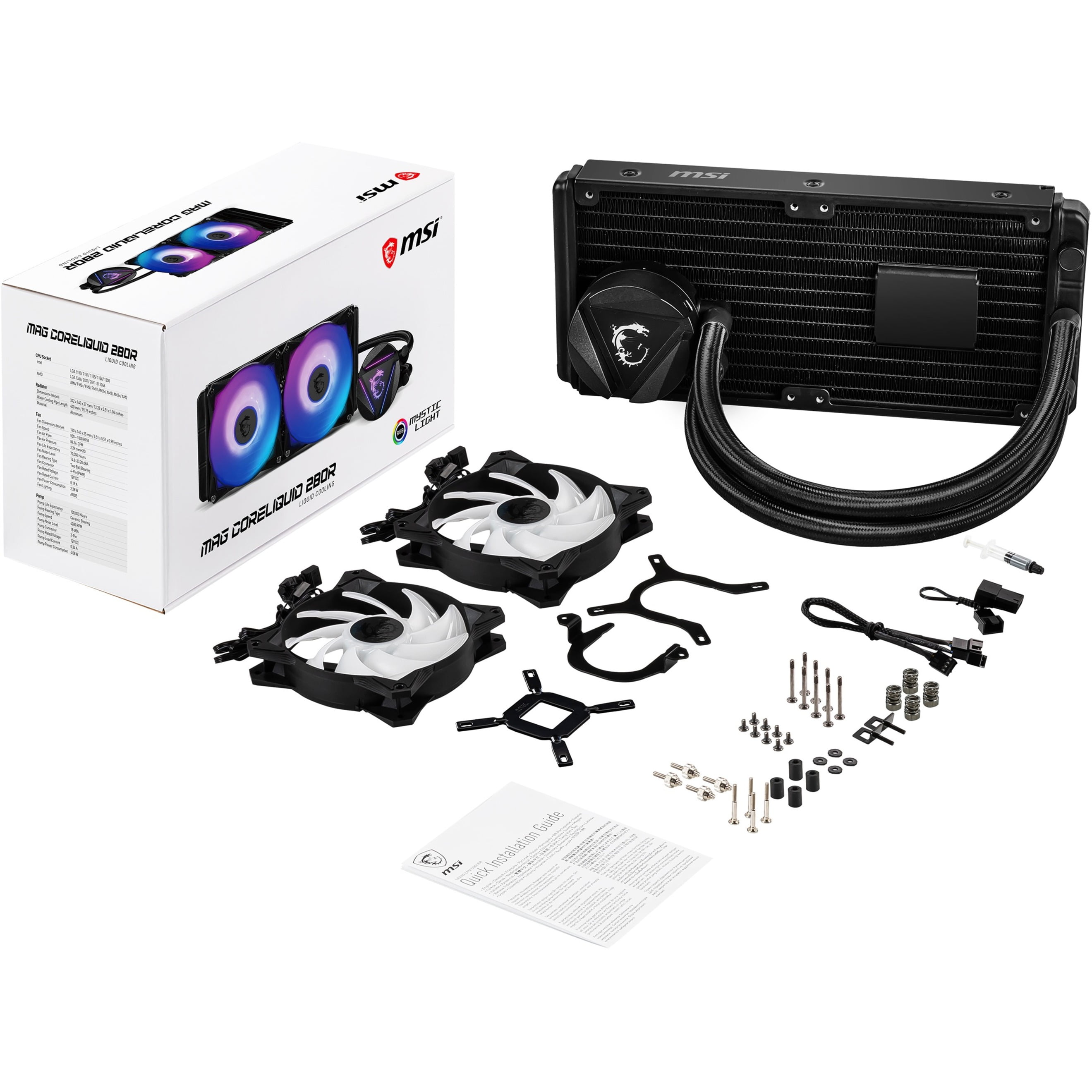 MSI MAG 280R V2 - AIO Liquid CPU Cooler, 280mm Radiator, ARGB, AMD