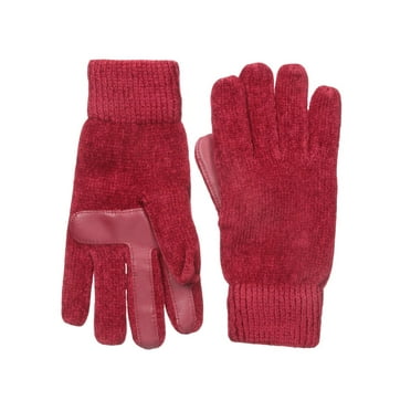 Isotoner Womens SmarTouch Touchscreen Fleece Lined Warm Winter Stretch Chenille Knit Gloves - Really Red - One Size