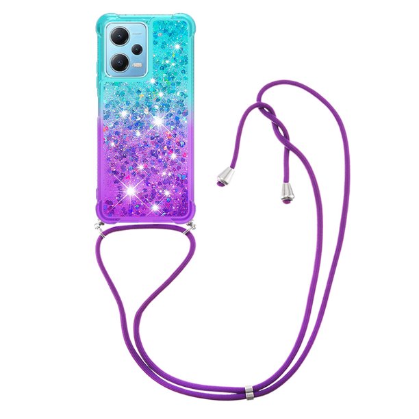 Funda para Xiaomi Redmi Note 12 4G Brillantina Líquida Divertida Reluciente y con Cristales en Movimiento Cuerpo Cruzado con Cordón Ajustable