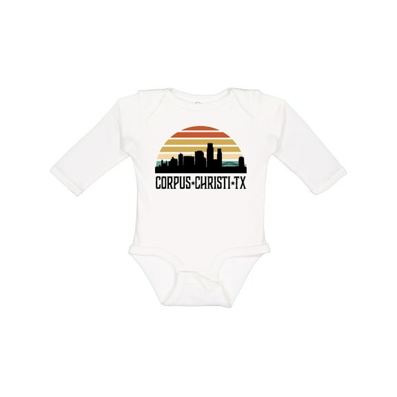 Inktastic Corpus Christi Texas Skyline Retro Boys or Girls Long Sleeve Baby Bodysuit