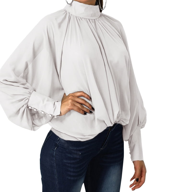 long sleeve high neck blouse
