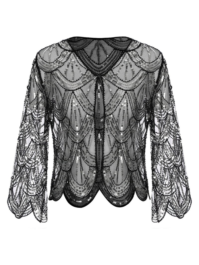 Aislor Women's Long Sleeve Sequin Bolero Shrug Evening Wedding