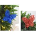thumbnail image 2 of Janrevotw - Adornos navideños con purpurina y mariposas, para manualidades, con clip de mariposa, simulación hueca para árbol de Navidad, 12 piezas, color azul, 2 of 6