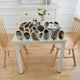 thumbnail image 3 of COMIO Waterproof Resistant Fabric Feathers Vaned Types and Natal Contour Flight Bird Feathers and Animal Skin Element Print Square Tablecloth White, 3 of 7