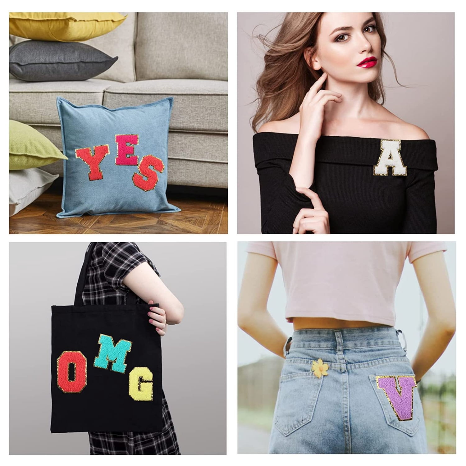 PloutoRich Letter Patches for Clothing, Sew on Patches, Iron on Patches for Clothes, Embroidered Alphabet Patches for Hat Shirts Shoes Bags