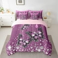 thumbnail image 2 of Manfei Kawaii Butterflies 7-Piece Twin Bedding Sets,Pink Sequin Print Bedding Comforter Set,Sliver Diamond Sheet Sets For Girls Boys,Ultra Soft Home Decor Reversible, 2 of 8