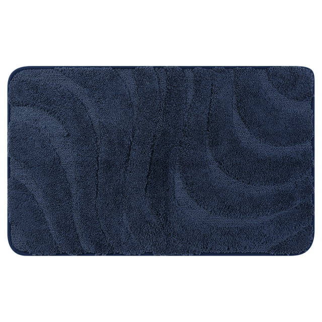 ALFOMBRAS DE BAÑO DE CHENILLE TEJIDAS REGULARES ANTIDESLIZANTES, MATS DE BAÑO LAVABLES, MATE SUAVE PARA EL SUELO DEL BAÑO, AZUL OSCURO 16" x 24"