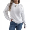thumbnail image 2 of Suéter de Crochet Calado para Mujer, Jersey de Punto de Larga con Cuello Redondo, Camisa Informal de Otoño e Invierno. L, 2 of 9