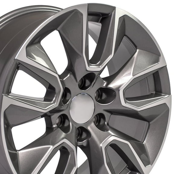 OE Wheels CV32 20 Inch Rim Fits Silverado 1500 RST Style 6x139.7 20x9 Gloss Gunmetal Machined - Hollander 5916 (1)