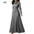 thumbnail image 1 of Vestido largo para mujer, color sólido, bolsillo, noche, fiesta, disfraz, gris, 5XL seitruly AP000721-24, 1 of 7