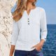 thumbnail image 5 of Camiseta de Cuello en V Botones Casuales de Manga Larga de las Mujeres, Botones de Poliéster Suaves para Otoño Invierno, 5 of 9
