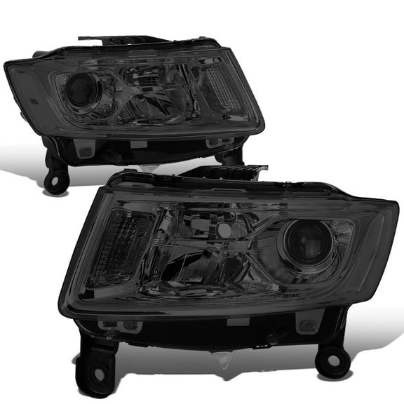 NUVISION for 14-16 Jeep Grand Cherokee Smoked Lens Clear Side Projector Headlight Lamp