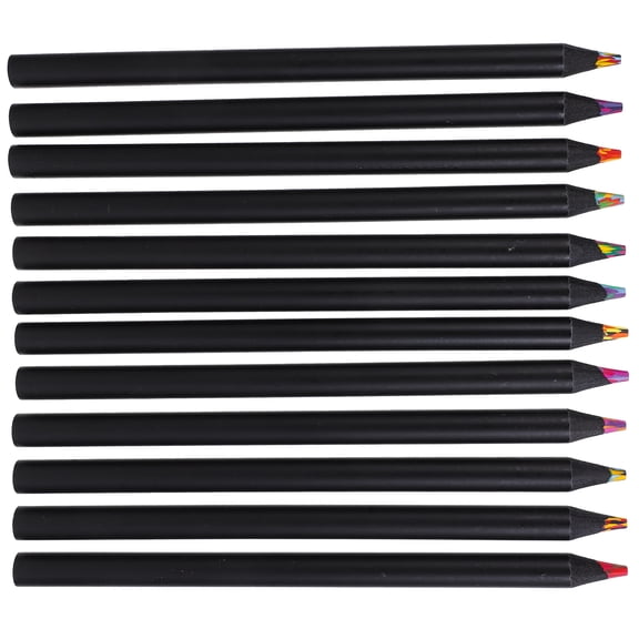 OFFIGAM 12- Colored Pencils Set, Black Wood Drawing and Sketching Pencils, Ideal Back to School Art Supplies
