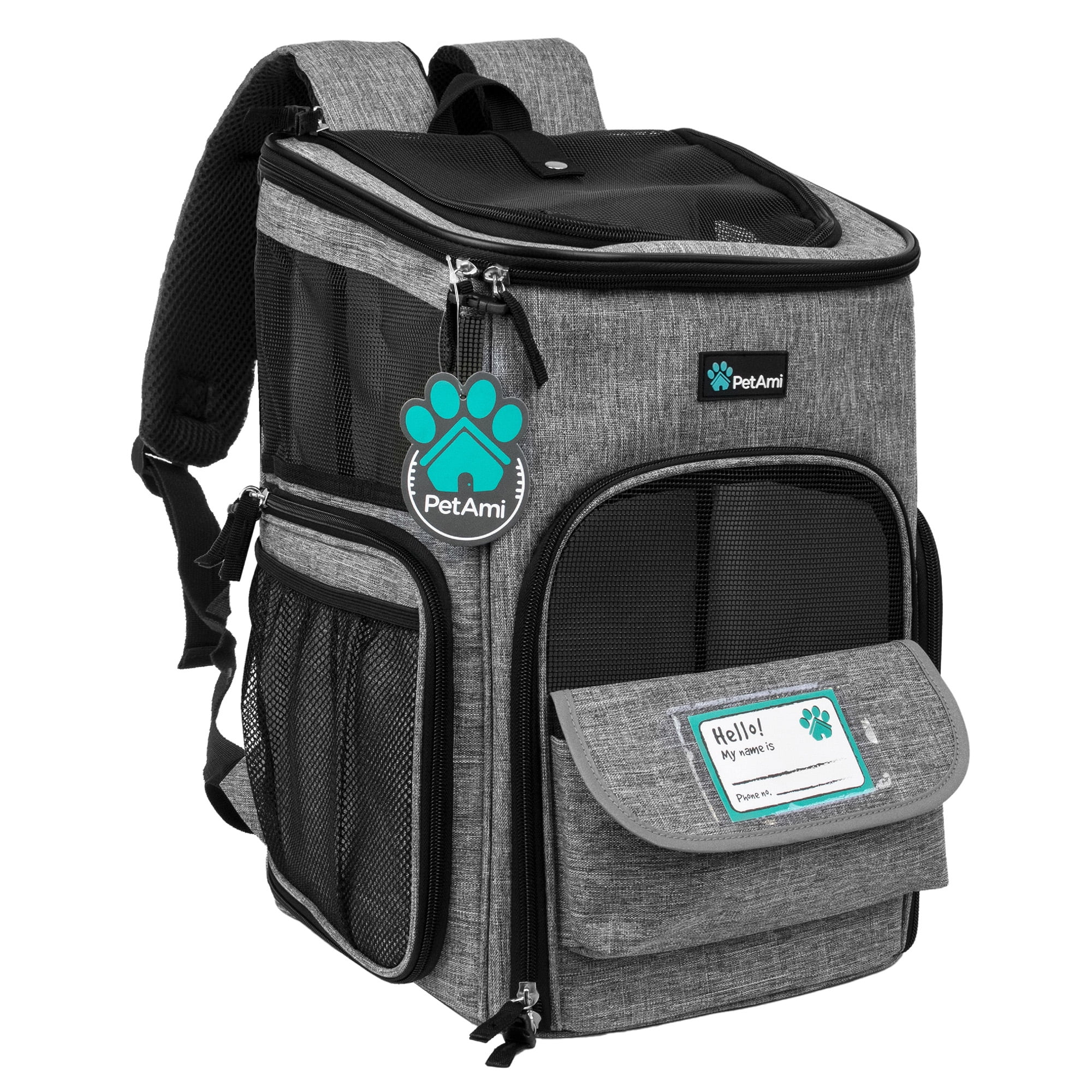 PetAmi Airline Approved Pet Carrier Backpack, Heather Gray