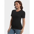thumbnail image 3 of Fall Clothes Womens Crewneck Ribbed Long Sleeve Shirts Slim Fitted Tee Casual Basic Tshirt Top, 3 of 6