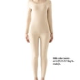 thumbnail image 2 of Guardurnaity Calzoncillos largos para mujer, conjunto de ropa interior de fondo de Color sólido, capa base térmica para clima frío, cuello , Ropa interior Blanco, 2 of 6