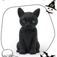 thumbnail image 5 of Halloween Cat Figurine Decor, Glow-in-the-Dark Eyes Plastic Ornament for Tabletop Shelf Spooky Party Decoration (Random Eye Colors), 5 of 9