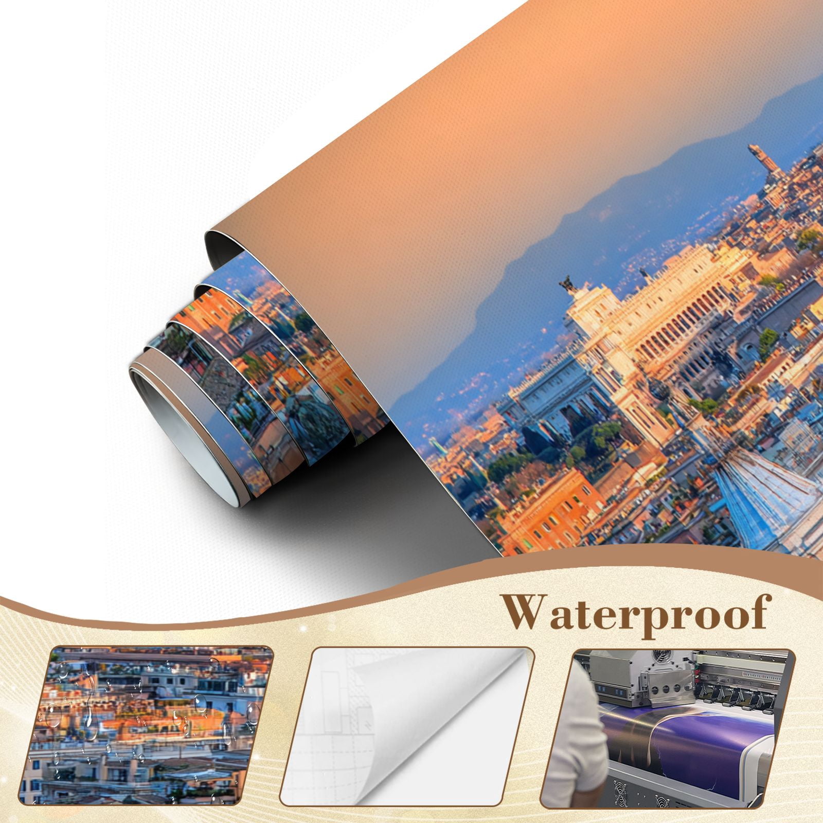 Wallpaper Rome Skyline Italy Peel and Stick Wall Murals 69"H x 96"W Removable PVC Wall Paper Self-Adhesive Wall Paintings Art Decor for Bedroom Living Room