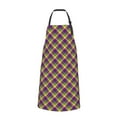 thumbnail image 2 of Bingfone Mardi Gras Plaid Apron Gifts For Men, Women Professional Grade Chef Apron for Kitchen,BBQ & Grill, 2 of 8