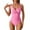 Pink, variant on Fartey Halter Swimsuits for Women Tummy Control One Piece Bathing Suits Ruched Twist Front V Neck Swimsuit Fashion Elegant Solid Color Swimwear Army Green S-2XL