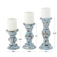 thumbnail image 4 of DecMode 3 Candle Light Blue Wood Candle Holder, Set of 3, 4 of 10