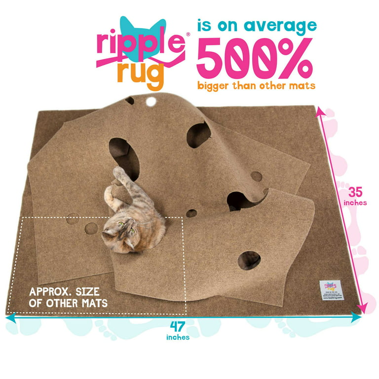 The Ripple Rug Cat Activity Play Mat, Thermal Base, Scratching Bed Mat,  Brown, 47 x 35 x 0.5