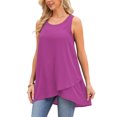 thumbnail image 4 of INSPIRE CHIC Women's High Low Top Casual Sleeveless Chiffon Blouse Crewneck Asymmetrical Loose Shirt Summer Tops S Dark Purple, 4 of 6